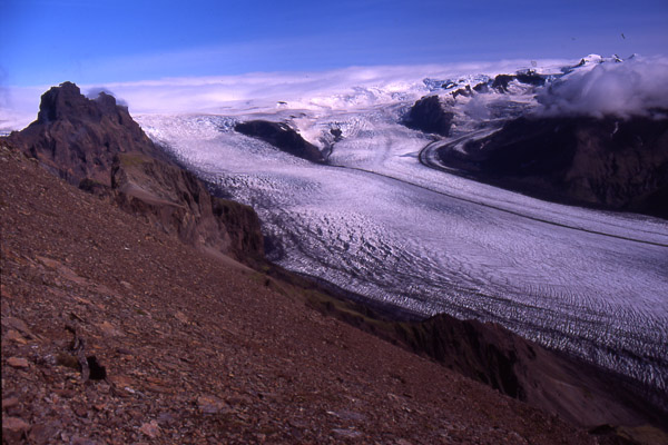 Il ghiacciaio Skaftafellsjokull dalla cima del Kristnartindar